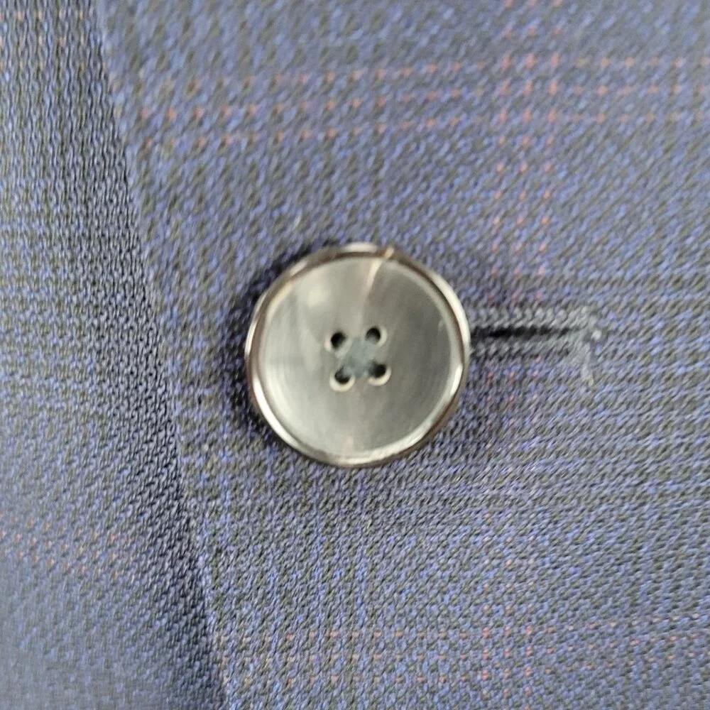 Hugo Boss x Nordstrom Blue 100% Wool Super 120 Drago Check Blazer Sport Coat 42L